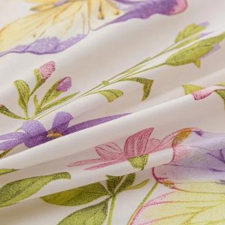 Komplet pościeli dwustronnej 220x200 kremowa motyle kwiaty