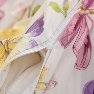 Komplet pościeli dwustronnej 220x200 kremowa motyle kwiaty