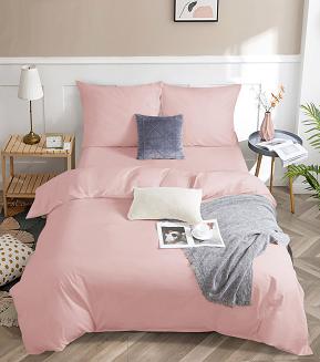 Pościel satyna bawełniana 220x200 SIN jednobarwna pudrowa