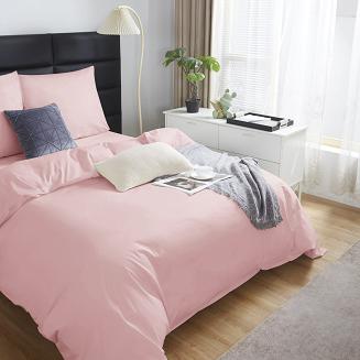 Pościel satyna bawełniana 220x200 SIN jednobarwna pudrowa