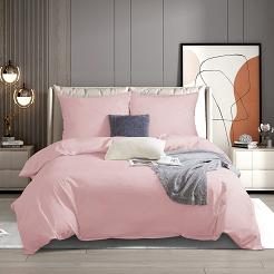 Pościel satyna bawełniana 220x200 SIN jednobarwna pudrowa