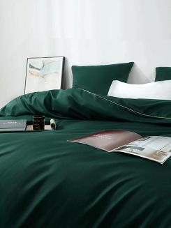 Butelkowa Pościel Queen Premium Satyna Bawełniana 140x200 ze Złotą Lamówką Biza