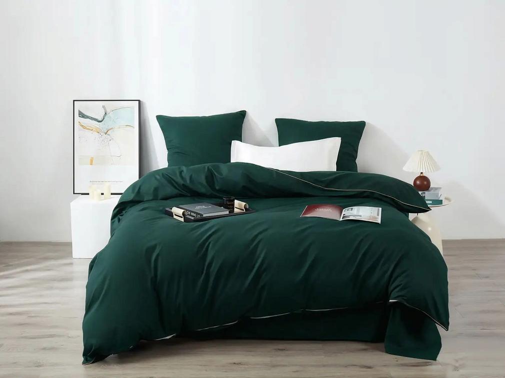 Butelkowa Pościel Queen Premium Satyna Bawełniana 140x200 ze Złotą Lamówką Biza