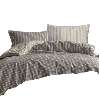 Pościel bawełniana MADRAS 1 140x200 COTTONLOVE EXCLUSIVE szara paski