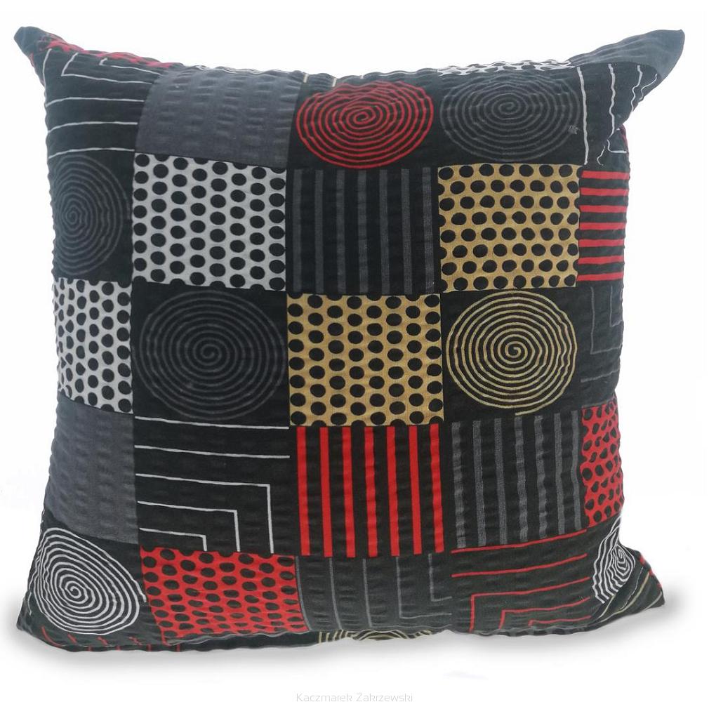 Poszewka z kory 70x80 czarna grafitowa czerwona koła