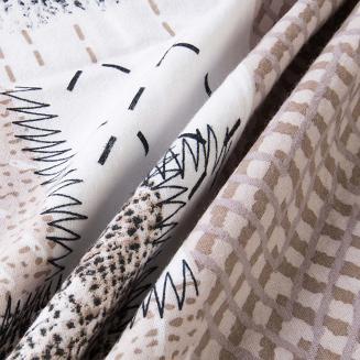 Pościel flanelowa FLANELOVE 220x200 beżowa biała granatowa patchwork