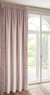 Zasłona gotowa na taśmie ROSES 140x270 Eva Minge Eurofirany pudrowy