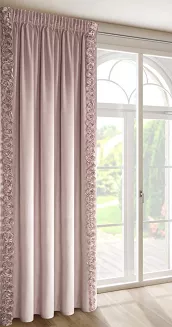 Zasłona gotowa na taśmie ROSES 140x270 Eva Minge Eurofirany pudrowy