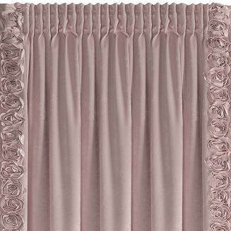 Zasłona gotowa na taśmie ROSES 140x270 Eva Minge Eurofirany pudrowy