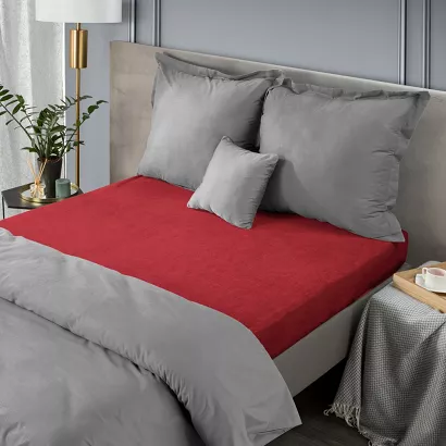 Prześcieradło frotte z gumką 140x200 Design91 czerwone