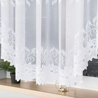 Firanka żakardowa gotowa na żabki BASTIA 600x160 biała