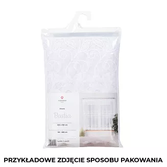 Firanka żakardowa gotowa na żabki BASTIA 600x160 biała