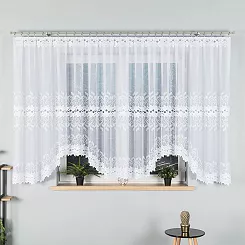 Firanka żakardowa gotowa na żabki BASTIA 600x160 biała