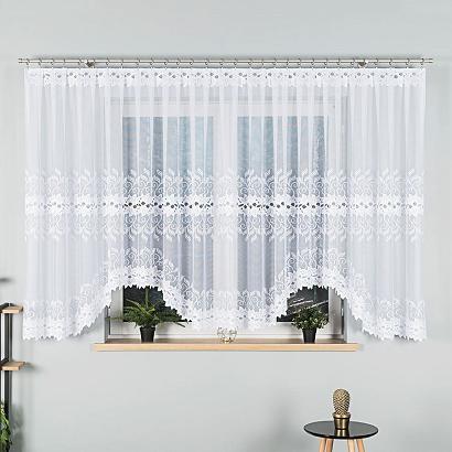 Firanka żakardowa gotowa na żabki BASTIA 600x160 biała