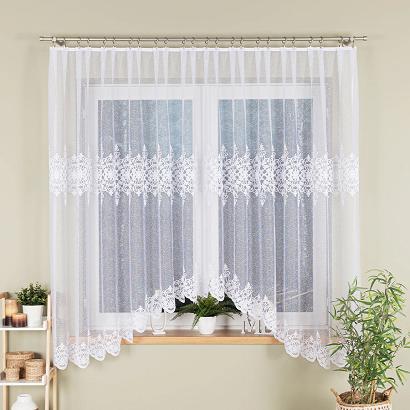 Firanka żakardowa gotowa na żabki ŻANETA 350x175 biała