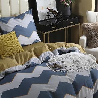 Turkusowa Pościel Geometryczna Satyna Bawełniana 220x200 XDF 045