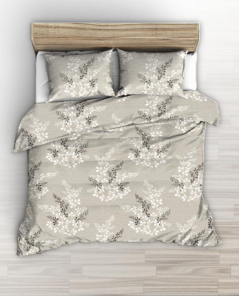 Pościel z kory 160x200 wzór gałązki na beżowym tle