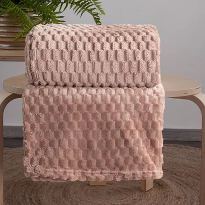 Koc narzuta CINDY6 150x200 Design91 mocha z przestrzennym tłoczeniem 3D