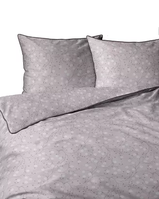 Pościel z perkalu Lamé Percale 160x200 różowa biała drobny kwiatowy wzorek ozdobna lamówka biza