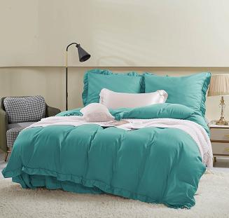 Pościel Ruffy 140x200 turkusowa z falbanką