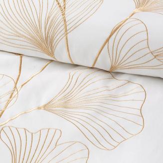 Pościel haftowana HAFT2 200x220 Eurofirany ginko biała złota