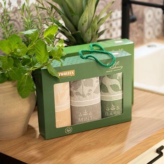 Komplet ścierek kuchennych ZWOLTEX ZIOŁA zielony beżowy szary