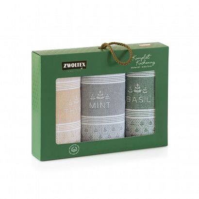 Komplet ścierek kuchennych ZWOLTEX ZIOŁA zielony beżowy szary