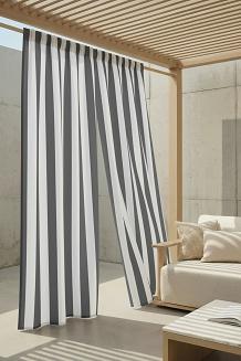 Grafitowa Zasłona Tarasowa Wodoodporna Na Taśmie 140x220 STRIPES
