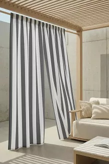 Grafitowa Zasłona Tarasowa Wodoodporna Na Taśmie 140x220 STRIPES