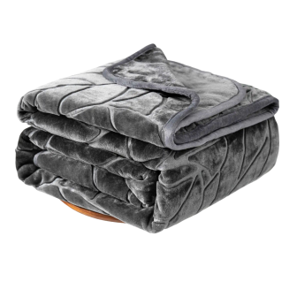 Koc akrylowy na fotel tłoczony LIV 80x160 gruby ciepły grafitowy