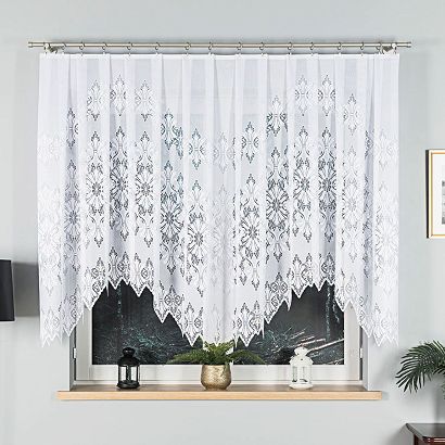 Firanka żakardowa gotowa na żabki fala ELŻBIETA 340x140 biała