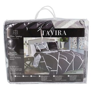 Narzuta dekoracyjna TAVIRA 220x240 fioletowa czarna biała szara paski