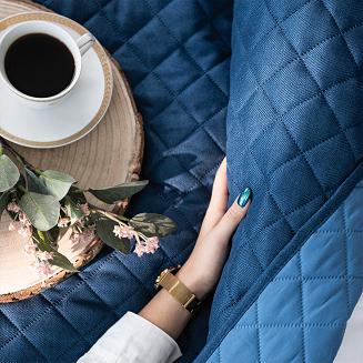 Narzuta dekoracyjna JODEŁKA 220x240 pikowana niebieska