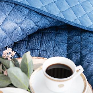 Narzuta dekoracyjna JODEŁKA 220x240 pikowana niebieska