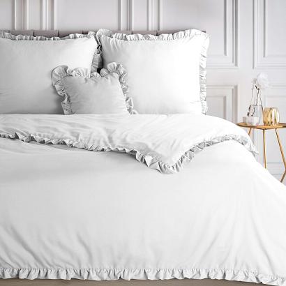 Pościel z mikrowłókna 220x200 Design91 biała z falbanami
