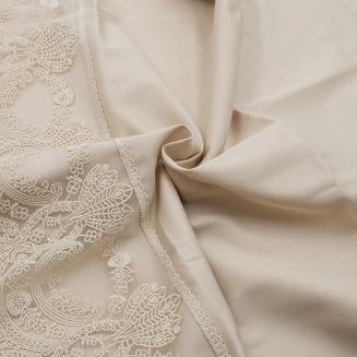 Pościel satyna bawełniana z gipiurą 220x200 Valinor beżowa