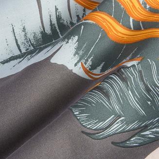 Pościel satyna bawełniana SATYNLOVE 160x200 szara w kolorowe liście