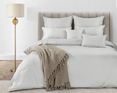 Pościel satynowa ELEGANT1A 140x200 Eva Minge Eurofirany biała z haftowanym logo