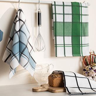 Ścierka kuchenna bawełna egipska KRATI 50x70 kratka biała błękitna