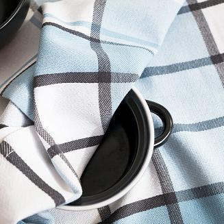 Ścierka kuchenna bawełna egipska KRATI 50x70 kratka biała błękitna