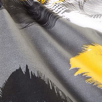 Pościel satyna bawełniana SATYNLOVE 220x200 szara w białe złote czarne pióra