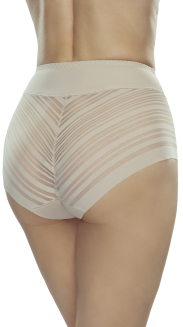 Figi damskie z wysokim stanem Velma transparentne wstawki beżowe