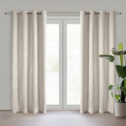 Zasłona gotowa na przelotkach NILO 140x250 Eurofirany beżowa o szenilowej strukturze