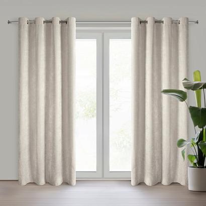 Zasłona gotowa na przelotkach NILO 140x250 Eurofirany beżowa o szenilowej strukturze