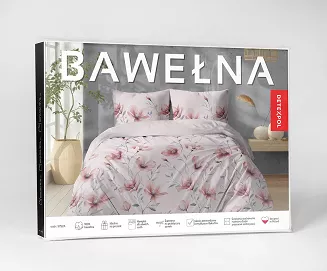Pościel bawełniana 220x200 Detexpol pudrowa w różowe kwiaty