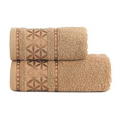 Ręcznik bawełniany PAOLA 70x140 karmelowy z bordiurą w rozety