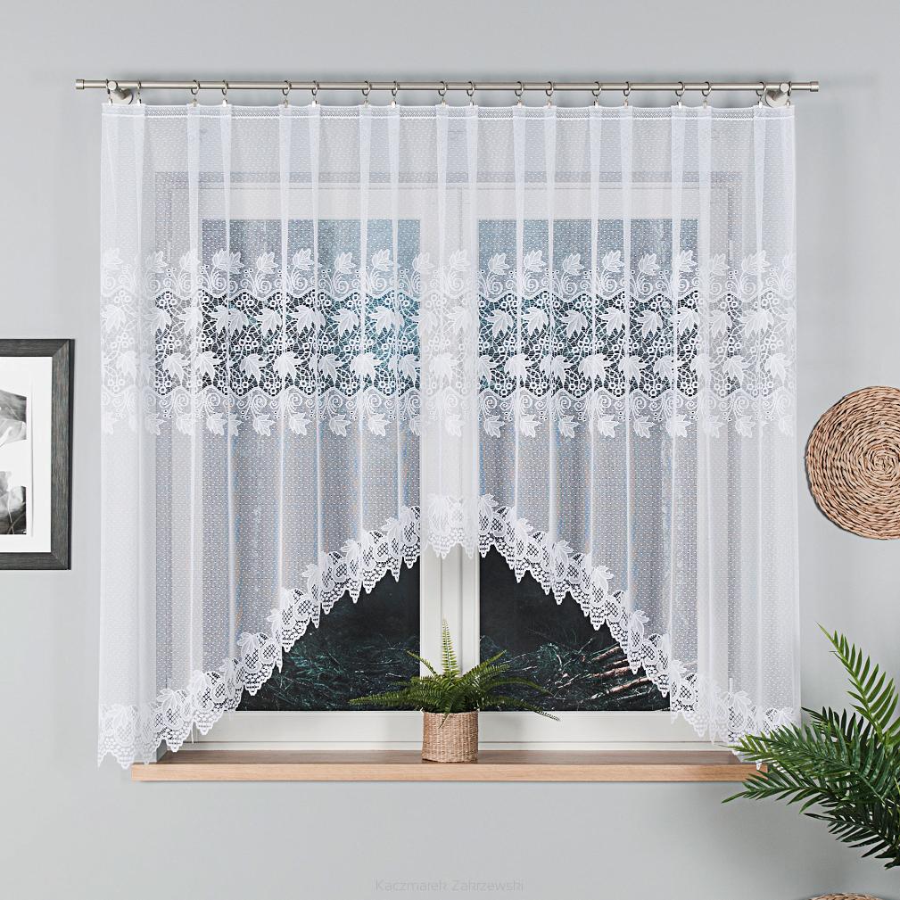 Firanka żakardowa gotowa na żabki ELŻBIETA 310x160 biała