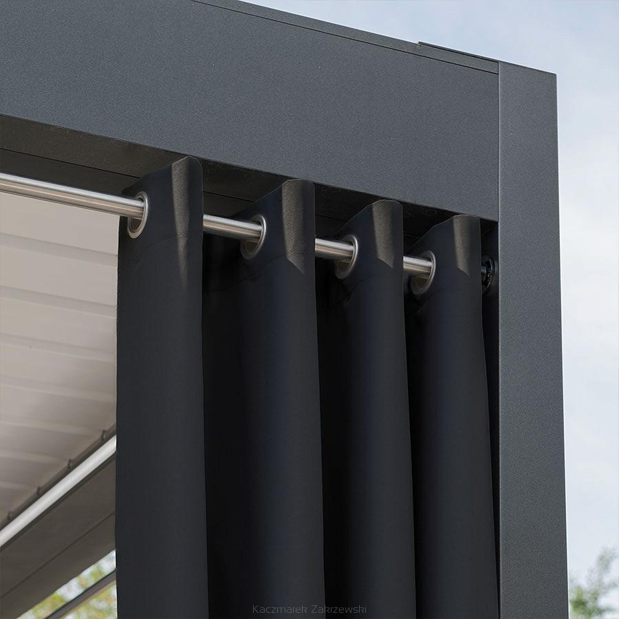 Zasłona gotowa na przelotkach GARDENIA 140x240 wodoodporna ogrodowa czarna