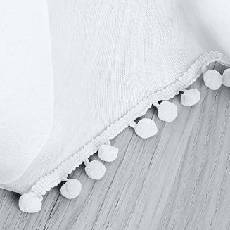 Firana gotowa na taśmie POMPOO 140x270 biała z pomponami