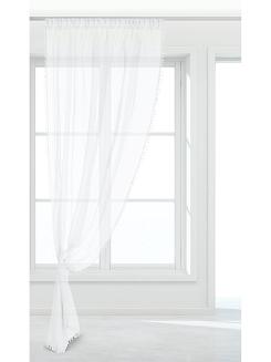 Firana gotowa na taśmie POMPOO 140x270 biała z pomponami